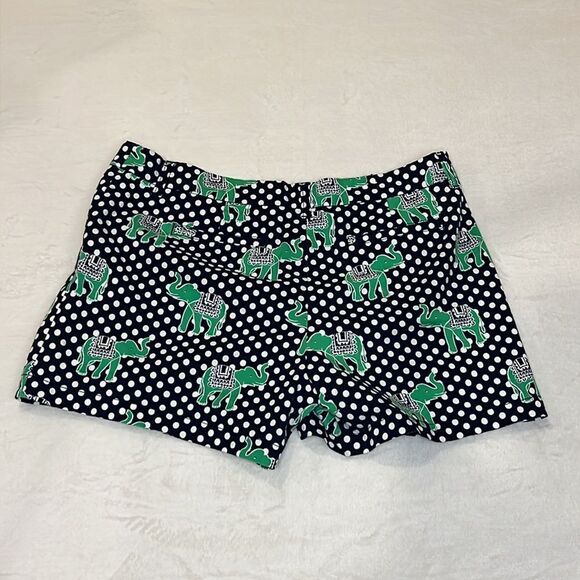 Crown & Ivy Navy & White Polka Dot Shorts with Green Elephants - Size 16 - Picture 9 of 9